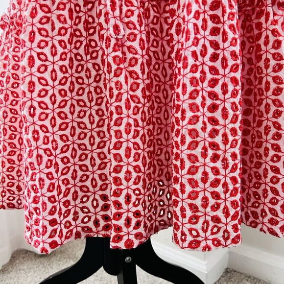 Cremieux Red & White Floral 100% Cotton Fully Lined Boho Sundress Maxi Dress Med - Picture 6 of 10
